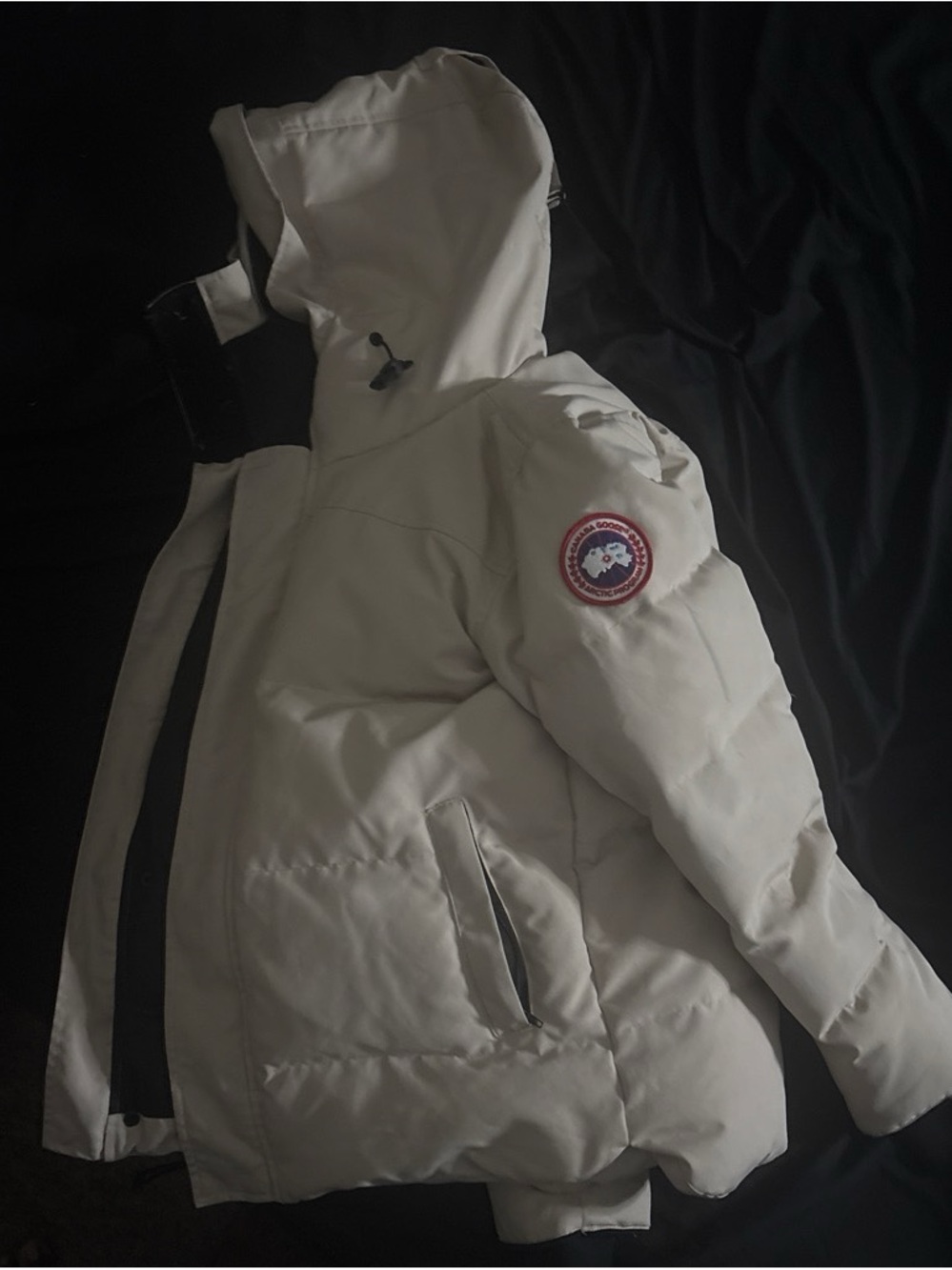 Canada Goose Women's White Hooded Puffer Jacket